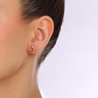 QUEEN BEE GOLD DIAMOND CITRINE SINGLE EARRING