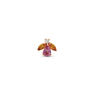 QUEEN BEE GOLD DIAMOND PINK SAPPHIRE SINGLE EARRING