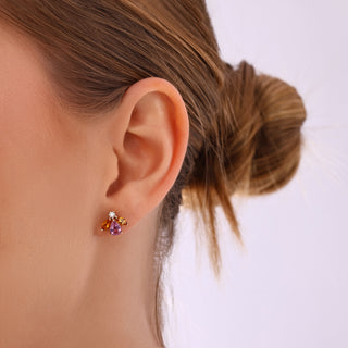 QUEEN BEE GOLD DIAMOND PINK SAPPHIRE SINGLE EARRING