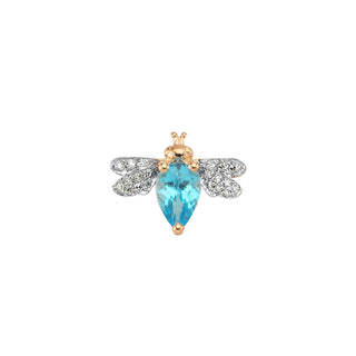 QUEEN BEE BELLA GOLD DIAMOND BLUE TOPAZ SINGLE EARRING