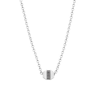 HONEYCOMB SILVER BLACK DIAMOND NECKLACE