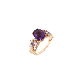 QUEEN BEE GOLD MARQUISE DIAMOND AMETHYST RING