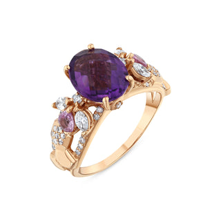 QUEEN BEE GOLD PINK SAPPHIRE SOLITARE DIAMOND RING