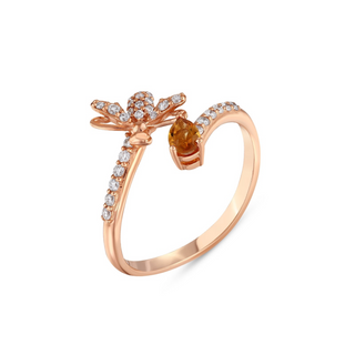 QUEEN BEE MELISSA GOLD DIAMOND CITRINE RING