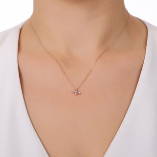 QUEEN BEE LILY PINK SAPPHIRE GOLD DIAMOND XSMALL NECKLACE