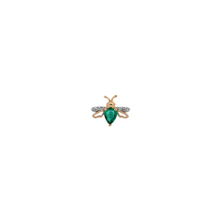 QUEEN BEE LILY GOLD DIAMOND EMERALD SINGLE EARRING