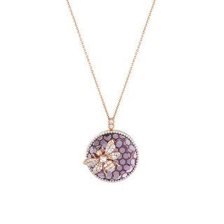 QUEEN BEE BON BON AMETHYST BAGUETTE DIAMOND GOLD NECKLACE