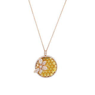 QUEEN BEE BON BON CITRINE BAGUETTE DIAMOND GOLD NECKLACE