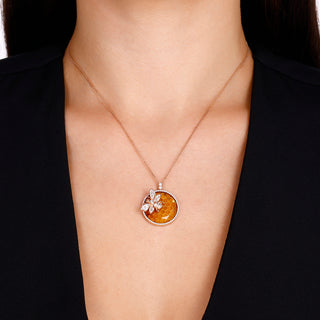 QUEEN BEE BON BON CITRINE BAGUETTE DIAMOND GOLD NECKLACE