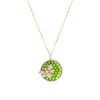 QUEEN BEE BON BON PERIDOT BAGUETTE DIAMOND GOLD NECKLACE
