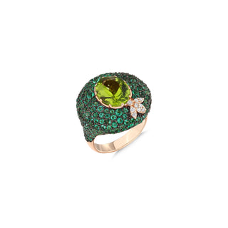 QUEEN BEE DEA GOLD DIAMOND EMERALD PINKY RING