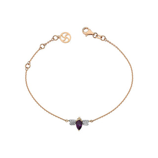 QUEEN BEE BELLA GOLD DIAMOND AMETHYST BRACELET Bee Goddess