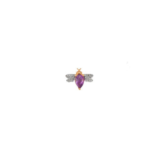 QUEEN BEE BELLA GOLD DIAMOND AMETHYST SINGLE EARRING Bee Goddess