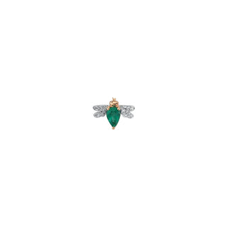 QUEEN BEE BELLA GOLD DIAMOND EMERALD SINGLE EARRING Bee Goddess