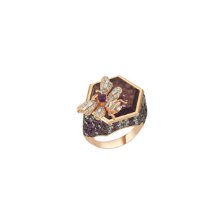 QUEEN BEE GOLD AMETHYST DIAMOND RING Bee Goddess