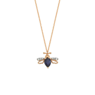 QUEEN BEE GOLD DIAMOND SAPPHIRE NECKLACE Bee Goddess