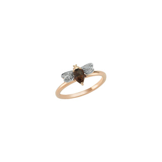 QUEEN BEE GOLD DIAMOND SMOKY TOPAZ RING Bee Goddess