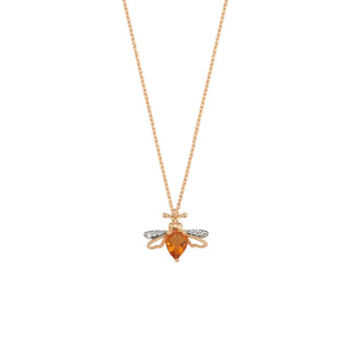 QUEEN BEE LILY GOLD DIAMOND CITRINE NECKLACE Bee Goddess