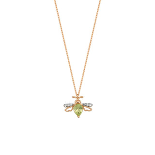 QUEEN BEE LILY GOLD DIAMOND PERIDOT NECKLACE Bee Goddess