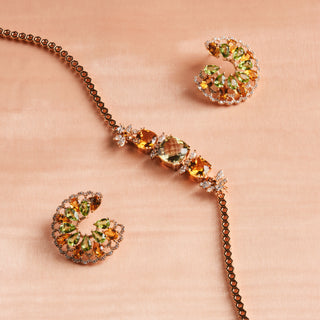 QUEEN BEE ARINNA GOLD DIAMOND PERIDOT CITRINE NECKLACE