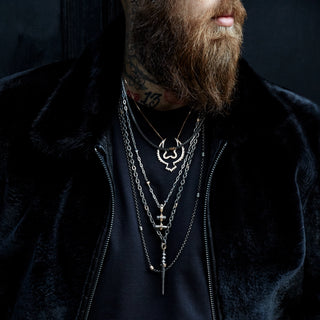 SWORD GOLD & SILVER BLACK DIAMOND PENDANT