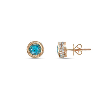 SOUL COLORS GOLD DIAMOND BLUE TOPAZ EARRINGS