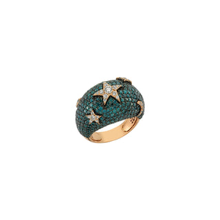 SIRIUS STAR GOLD BLUE DIAMOND RING Bee Goddess