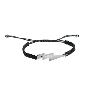 LIGHTNING BLACK SILVER CORD BRACELET