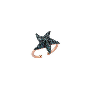 STARFISH GOLD BLUE DIAMOND RING Bee Goddess