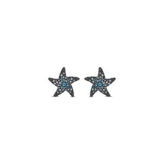 STARFISH GOLD BLUE TOPAZ DIAMOND EARRING Bee Goddess