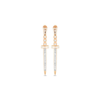 SWORD 18K GOLD DIAMOND EARRING Bee Goddess