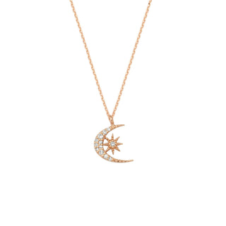 THE MOON AND THE NORTH STAR GOLD DIAMOND NECKLACE Bee Goddess