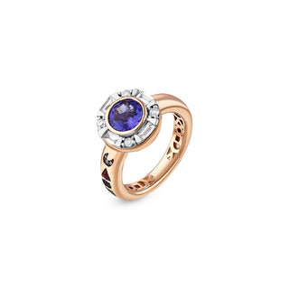 TATTWA GOLD DIAMOND TANZANITE PINKY RING