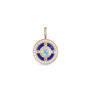 TATTWA GOLD DIAMOND LAPIS BLUE TOPAZ PENDANT