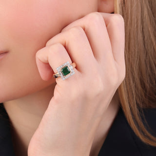 TATTWA GOLD DIAMOND EMERALD PINKY RING