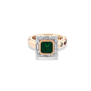 TATTWA GOLD DIAMOND EMERALD PINKY RING