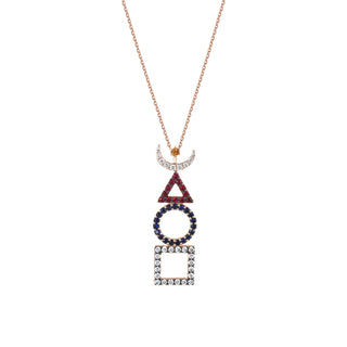 TATTWA GOLD DIAMOND SAPPHIRE RUBY NECKLACE