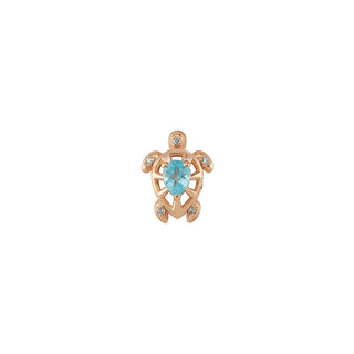 TURTLE GOLD BLUE TOPAZ SINGLE EARRING Bee Goddess