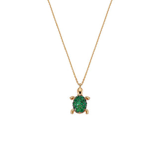 TURTLE GOLD EMERALD NECKLACE Bee Goddess