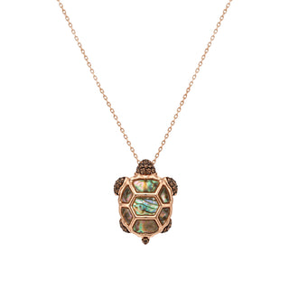 LOULOU X BEE GODDESS TURTLE GOLD BROWN DIAMOND NECKLACE