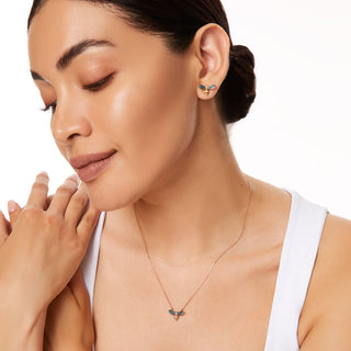 QUEEN BEE GOLD BLUE DIAMOND SINGLE EARRING