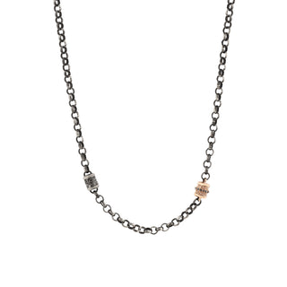 BLACK DIAMOND GOLD & SILVER CHAIN NECKLACE