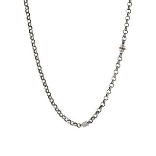 CHAIN BLACK DIAMOND GOLD & SILVER NECKLACE
