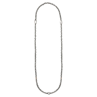 CHAIN BLACK DIAMOND GOLD & SILVER NECKLACE