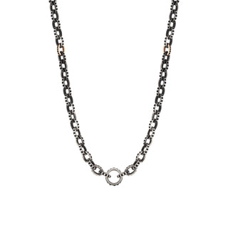 CHAIN BLACK DIAMOND GOLD & SILVER NECKLACE