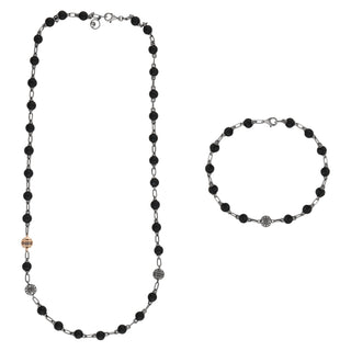 CHAIN BLACK DIAMOND GOLD & SILVER NECKLACE