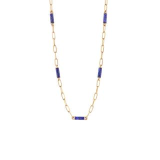 THIN LAPIS LAZULI GOLD CHAIN NECKLACE