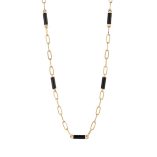 THIN ONIX GOLD CHAIN NECKLACE