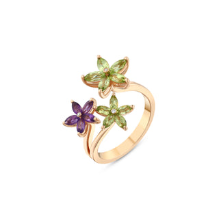 APPLE SEED POMANO JOY BOUQUET GOLD DIAMOND AMETHYST PERIDOT RING