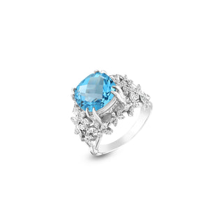 APPLE SEED TARA GOLD DIAMOND BLUE TOPAZ RING